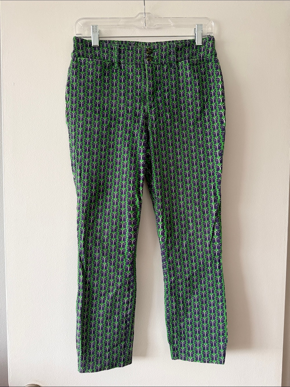 Anthropologie Cartonnier Butterfly Ankle Pants Green Twee Petite 4P